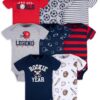 Baby Boy Short Sleeves Onesies Bodysuits, 8-Pack, Sizes Newborn-12M