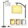 Floor Lamp, 62.2 in Tall, 1-Light, Modern, Beige Linen Shades