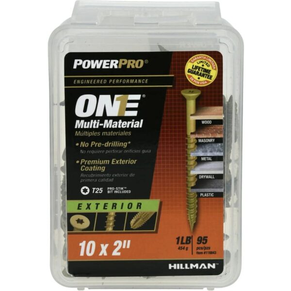 Hillman Fasteners 116843 Power Pro ONE Multi-Material Screws, #10 x 2