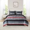 7 Piece Reversible Bed in a Bag Comforter Set with Sheets, Black, Queen
