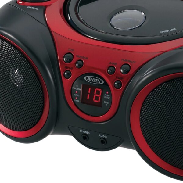 3-Watt RMS Portable Stereo CD Player with AM/FM Stereo Radio (Red)