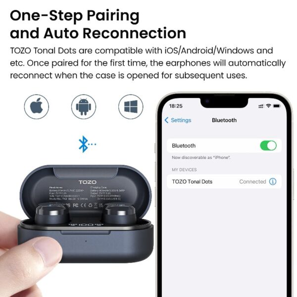T12 in-Ear Wireless Earbuds Bluetooth 5.3 Headphones with 32EQ Mode,Stereo Bass Bluetooth Earbuds with ENC Noise Cancelling Mic,55H Play,IPX8 Waterproof,Wireless Charging for Home,Sports,Travel