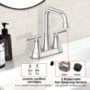 Bathroom Sink Faucet, 4 inch Matte Black Bathroom Faucets with Pop-up Drain and Supply Lines, Stainless Steel 2-Handle Centerset Faucet for Bathroom Faucet 3 Hole