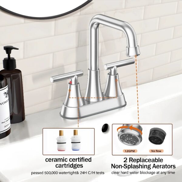 Bathroom Sink Faucet, 4 inch Matte Black Bathroom Faucets with Pop-up Drain and Supply Lines, Stainless Steel 2-Handle Centerset Faucet for Bathroom Faucet 3 Hole