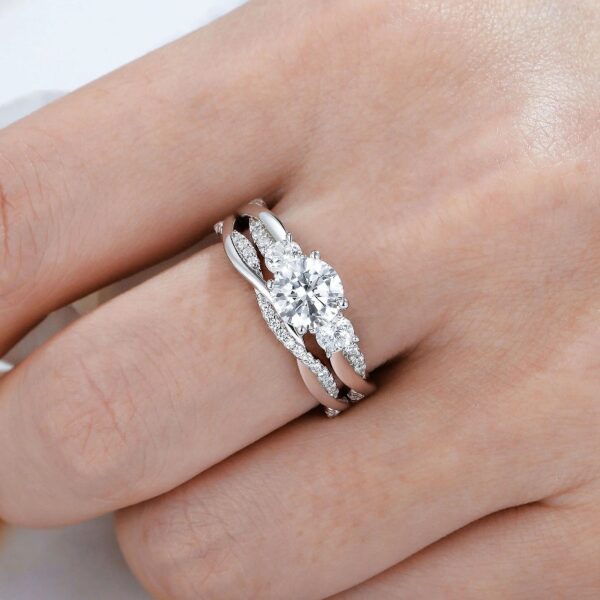 1 Carat Wedding Ring Sets Infinity Band Princess Sterling Silver Rings for Women CZ Size 7