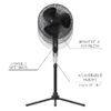 Oscillating Fan, Adjustable-Height Pedestal Fan with Wide Area Oscillation, 16”