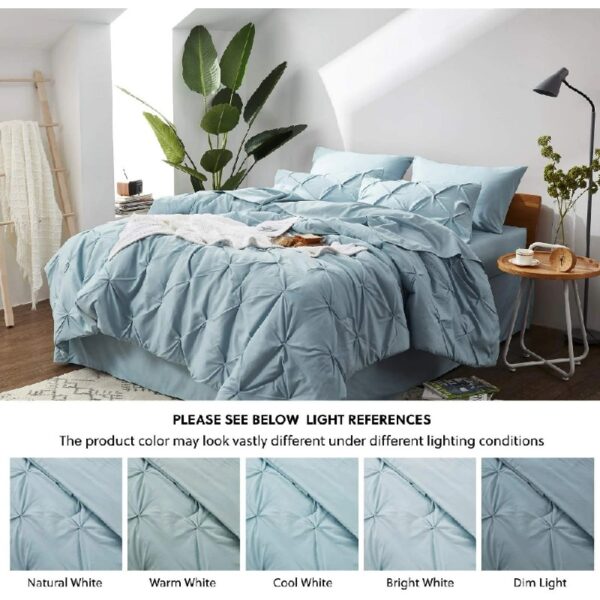 Dorm Bedding Twin Comforter Set - 5 Pieces Pintuck Bed in A Bag with Comforters, Sheets, Pillowcases & Shams