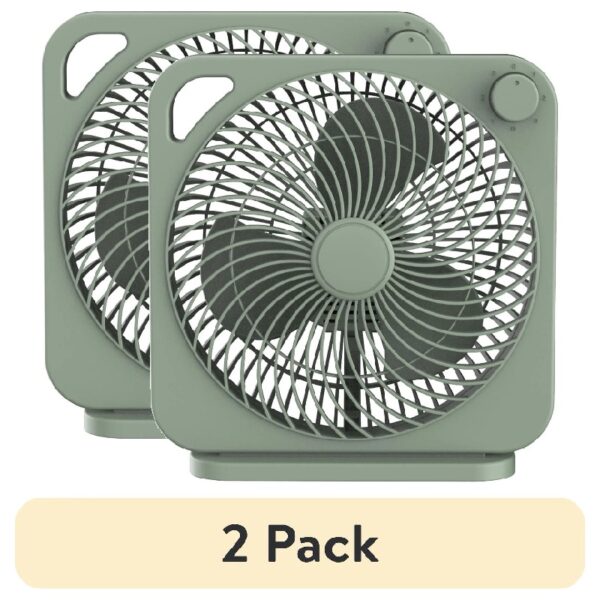 0ff8a19ee60f46a8ae1fb332018aca56 (2 pack) Mainstays 9-inch Box Indoor Comfort Personal AC Electric Fan, 3 Speeds, Black