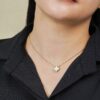 White Flower Pendant Necklace in Yellow Gold Plated
