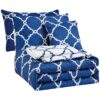 Lux Decor Collection 5 Piece Queen Down Alternative Comforter Set, Washable Duvet Bedding Set - Quatrefoil Navy