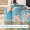 Jewelkeeper Paperboard Suitcases, Set of 3 Decorative Storage Boxes, Vintage Luggage for Birthdays, Weddings, World Map Design