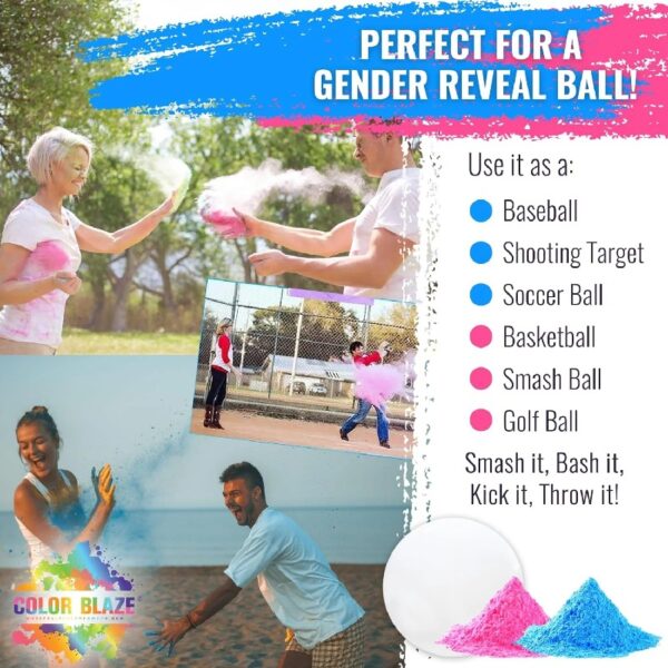 Color Blaze Gender Reveal White Ball with Pink & Blue Colored Powder