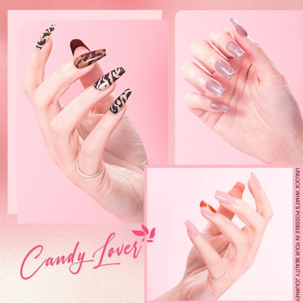 Candy Lover Gel Nail Polish Kit with UV LED Lamp, 12 Colors Cute Lady Gel Polish Starter Kit, All-in-One Quick Dry Soak Off Nail Gel Manicure Kit with DIY Tools Valentine Gift for Women