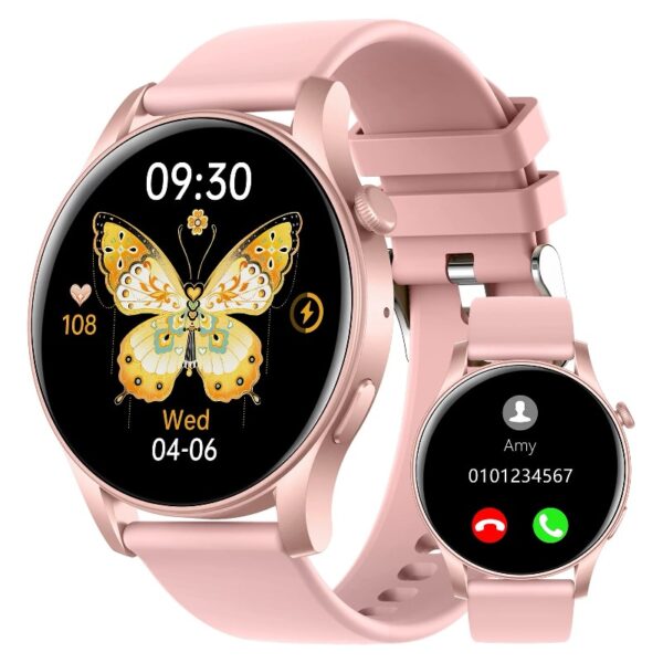 Smart Watch for Android and iPhone,  Answer/Make Call Smartwatch for Men Women Waterproof, 100+ Sport Modes, Fitness Activity Tracker, Pink