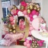 135pcs Pink 3D Leopard Aluminium Foil Balloons Pink leopard latex balloon kid birthday party decor Gender disclosure baby shower (135pcs,Other)