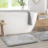Nestl Set of 3 Absorbent Memory Foam Bath Mat Bathroom Rugs, Gray, Large 20