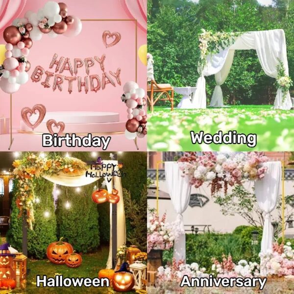 Garfans 6.6FT Wedding Arch For Ceremony Balloon Arch Stand with 4 Pedestal Nails Metal Arch Backdrop Stand for Parties Birthday Wedding Square Background Stand Garden Arch Gold