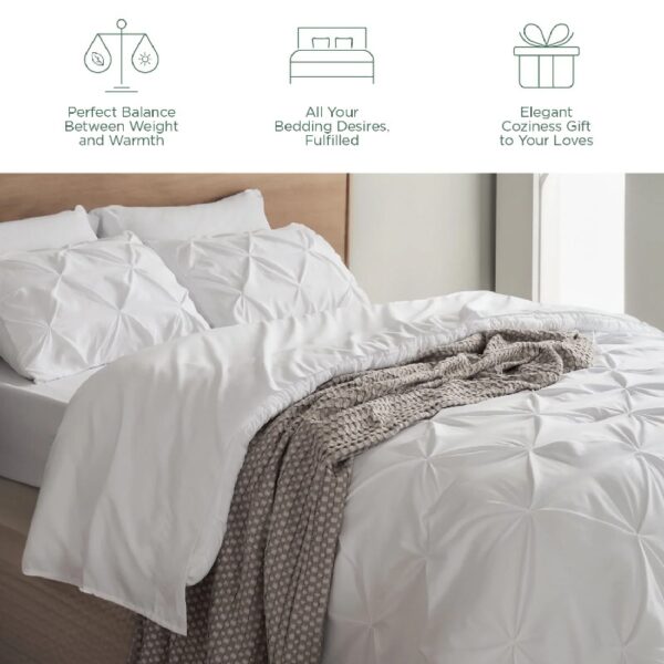 Dorm Bedding Twin Comforter Set - 5 Pieces Pintuck Bed in A Bag with Comforters, Sheets, Pillowcases & Shams