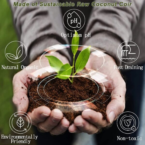 10lb of  100% Organic Coco Coir Bricks with Low EC and pH Balance High Expansion Coco Fiber for Herbs, Flowers,Plants Gardening Renewable Coconut Soil