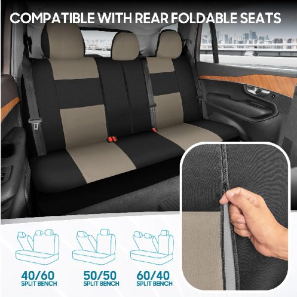 PolyPro Car Seat Covers Full Set in Charcoal on Black – Front and Rear Split Bench for Cars, Easy to Install Cover Set, Accessories Auto Trucks Van SUV