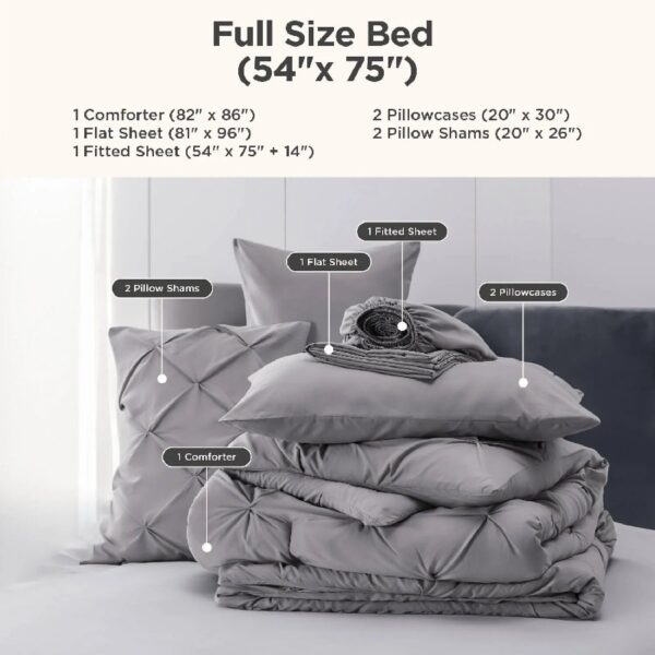 Dorm Bedding Twin Comforter Set - 5 Pieces Pintuck Bed in A Bag with Comforters, Sheets, Pillowcases & Shams