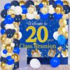 20th Year Class Reunion Party Decoration,Blue and Gold Balloon Arch,Blue and Gold 50th Anniversary Class Reunion Theme Backdrop Balloon Garland Kit