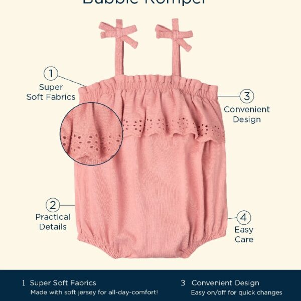 By Gerber Baby Girl Bubble Romper with Flutter Sleeves, Sizes 0/3 Months - 24 Months