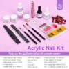 Acrylic Nail Kit Complete Set with Drill - White/Pink/Clear Acrylic Powder and Acrylic Liquid Set with Acrylic Nail Brush, Electric Nail Drill, Acid-Free Primer and Top Coat with Everything