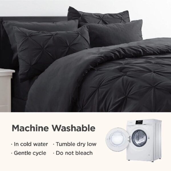 Dorm Bedding Twin Comforter Set - 5 Pieces Pintuck Bed in A Bag with Comforters, Sheets, Pillowcases & Shams