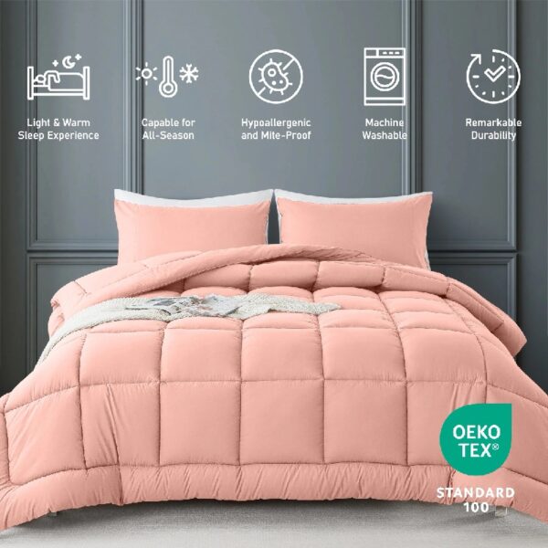 Queen Size 3-Piece All-Season Down Alternative Comforter Set Deep Black | Comforter + Pillow Cases Bedding Set | Hotel Grade Bed in a Bag by