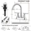 Bathroom Faucets 4 Inch Matte Black Bathroom Sink Faucet, Stainless Steel Lead-Free 2-Handle Centerset Faucet with Pop-up Drain and 2 Supply Hoses Fits 2 or 3-hole Sink