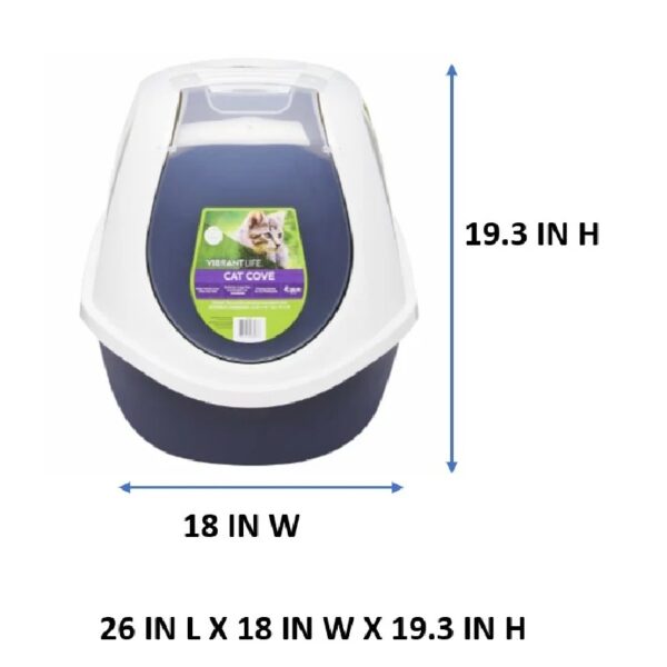 Vibrant Life Mega Smart Cat Cove Enclosed Cat Litterbox, Navy & White