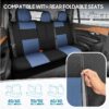 PolyPro Car Seat Covers Full Set in Charcoal on Black – Front and Rear Split Bench for Cars, Easy to Install Cover Set, Accessories Auto Trucks Van SUV
