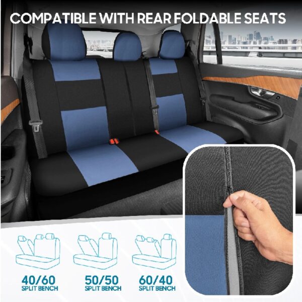 PolyPro Car Seat Covers Full Set in Charcoal on Black – Front and Rear Split Bench for Cars, Easy to Install Cover Set, Accessories Auto Trucks Van SUV