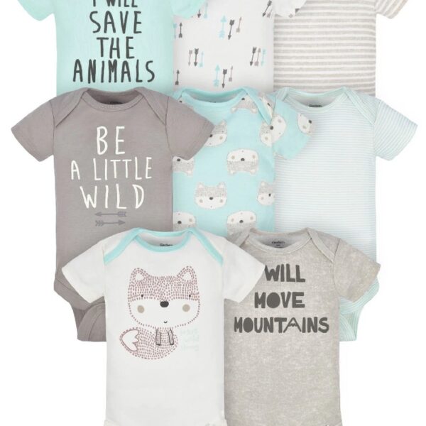 Baby Boy Short Sleeves Onesies Bodysuits, 8-Pack, Sizes Newborn-12M
