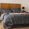 Dorm Bedding Twin Comforter Set - 5 Pieces Pintuck Bed in A Bag with Comforters, Sheets, Pillowcases & Shams