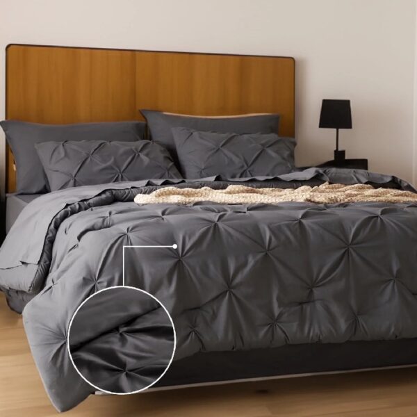 Dorm Bedding Twin Comforter Set - 5 Pieces Pintuck Bed in A Bag with Comforters, Sheets, Pillowcases & Shams