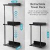 Livhil Wall Towel Rack for Rolled Towels, New Upgrade Towel Racks for Bathroom Wall Mounted, Bathroom Bar Towel Storage, Metal Bath Towel Holder for Folded Large Towel Washcloths, Black