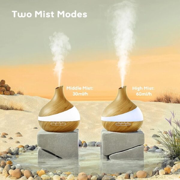 550ml Essential Oil Diffuser, Upgraded Oil Diffuser for Large Room, Cool Mist Humidifier Air Diffuser with Remote Control 4 Timer Setting 14 Color Lights Waterless Auto Shut-Off