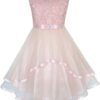 Flower Girls Dress Blue Belted Wedding Party Bridesmaid 12