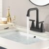 Bathroom Sink Faucet, 4 inch Matte Black Bathroom Faucets with Pop-up Drain and Supply Lines, Stainless Steel 2-Handle Centerset Faucet for Bathroom Faucet 3 Hole