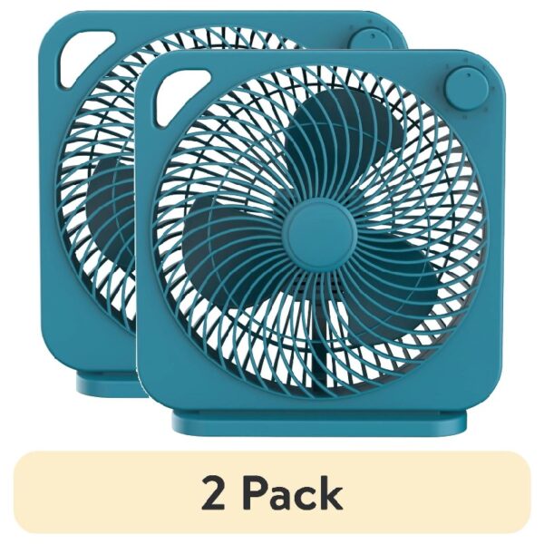 138a937c356249e99718b332018ac966 (2 pack) Mainstays 9-inch Box Indoor Comfort Personal AC Electric Fan, 3 Speeds, Black