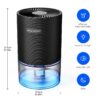 Small Dehumidifiers for Bedroom 27oz with Auto-off,7 Colors LED Light up to 215 sq.ft-Black