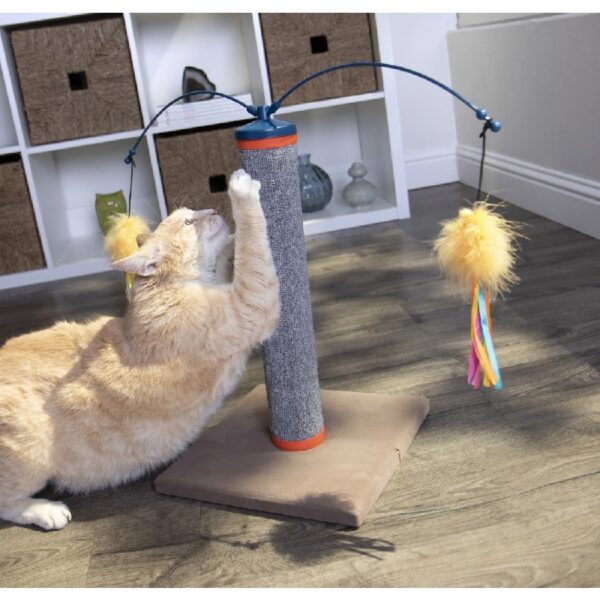 SmartyKat Scratch 'N Spin Carpet Cat Scratching Post with Interactive Spinning Wand Cat Toys