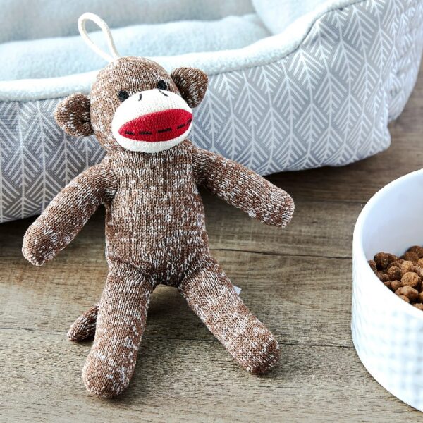 (4 pack) Vibrant Life Cozy Buddy Sock Monkey Dog Toy, Chew Level 1