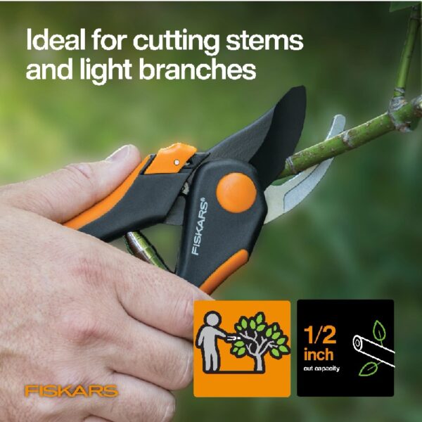 Lopper and Pruner Garden Tool 3-Piece Set with Stainless Steel Blades, Black and Orange