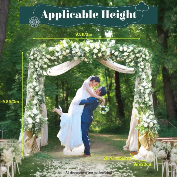 YIYIBYUS 9.8FT x 9.8FT Wedding Backdrop Stand,Square Metal Balloon Arch Stand,Gold Adjustable Backdrop Stand Pipe Kit for Birthday Party Event