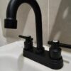 Bathroom Faucet 4inch 2 Handles Centerset Suit for 2 or 3 Mounting Holes, Lavatory Hot and Cold Mixer Tap, Mattle Black
