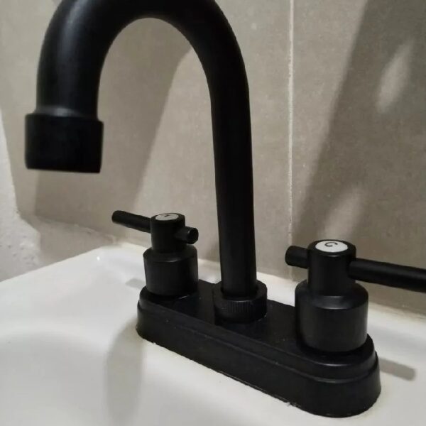 Bathroom Faucet 4inch 2 Handles Centerset Suit for 2 or 3 Mounting Holes, Lavatory Hot and Cold Mixer Tap, Mattle Black