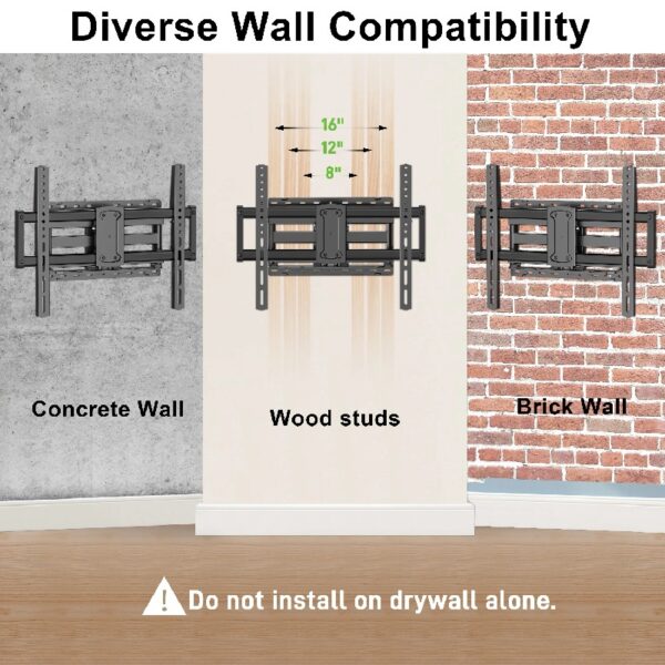 Full Motion TV Wall Mount for 47-90 inch TVs Swivels Tilts Extension Rotation Holds up to 132lbs Max VESA 600x400mm, Fit 16